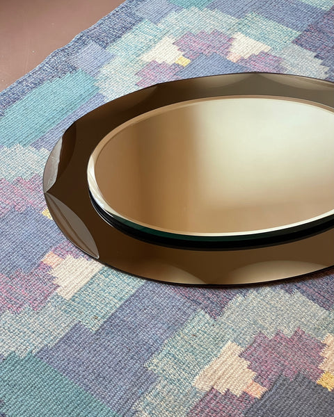 Vintage Italian mirror with brown faceted mirror frame