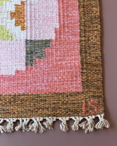 Vintage flat weave rug by Ingegerd Silow (IS)