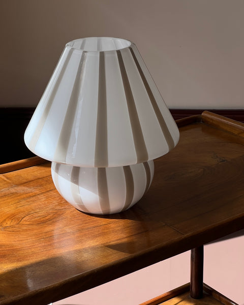 Mushroom table lamp - Grey vertical stripes