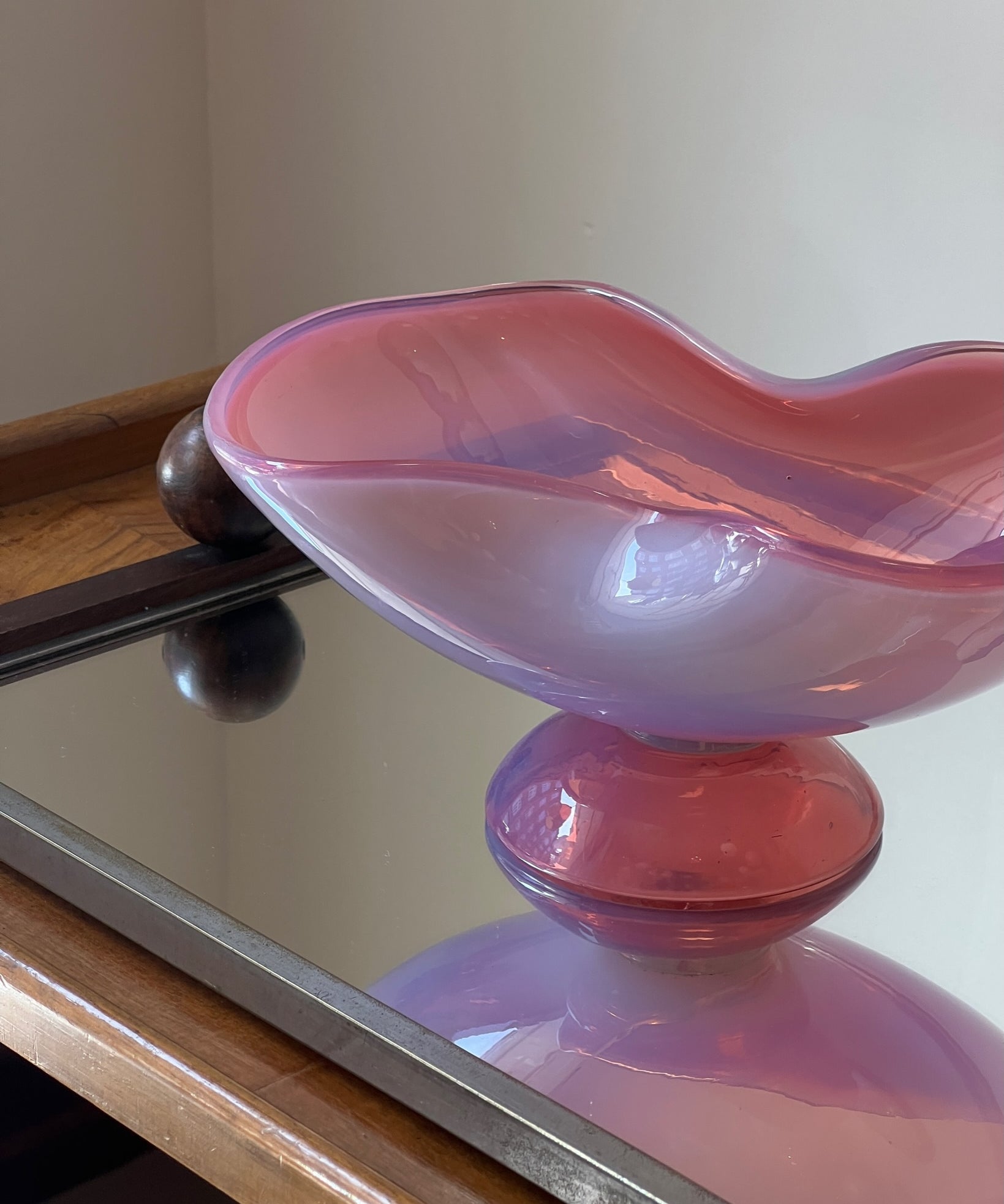 Vintage opal pink Murano bowl