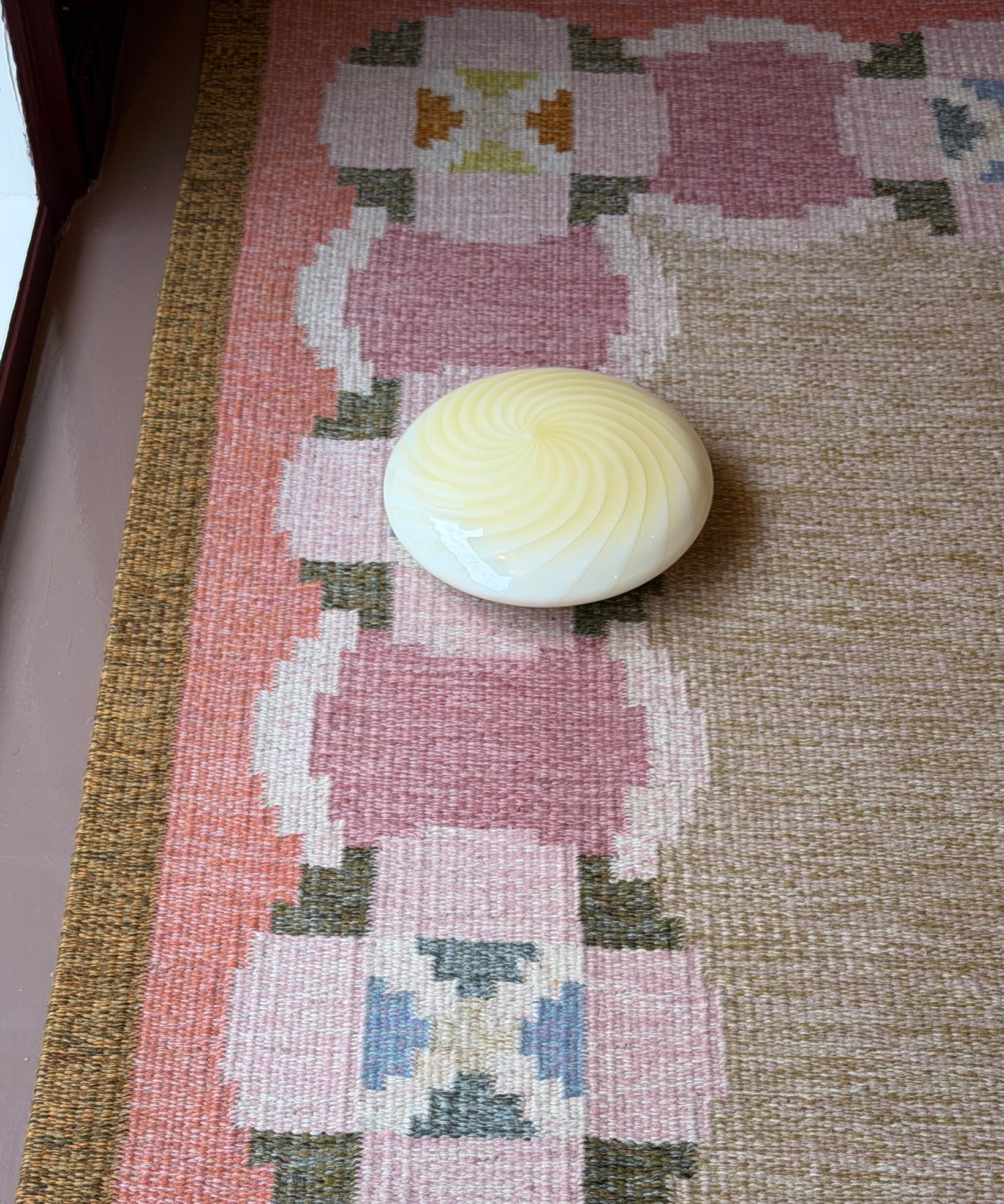 Vintage Murano yellow swirl ceiling/wall lamp (D28)