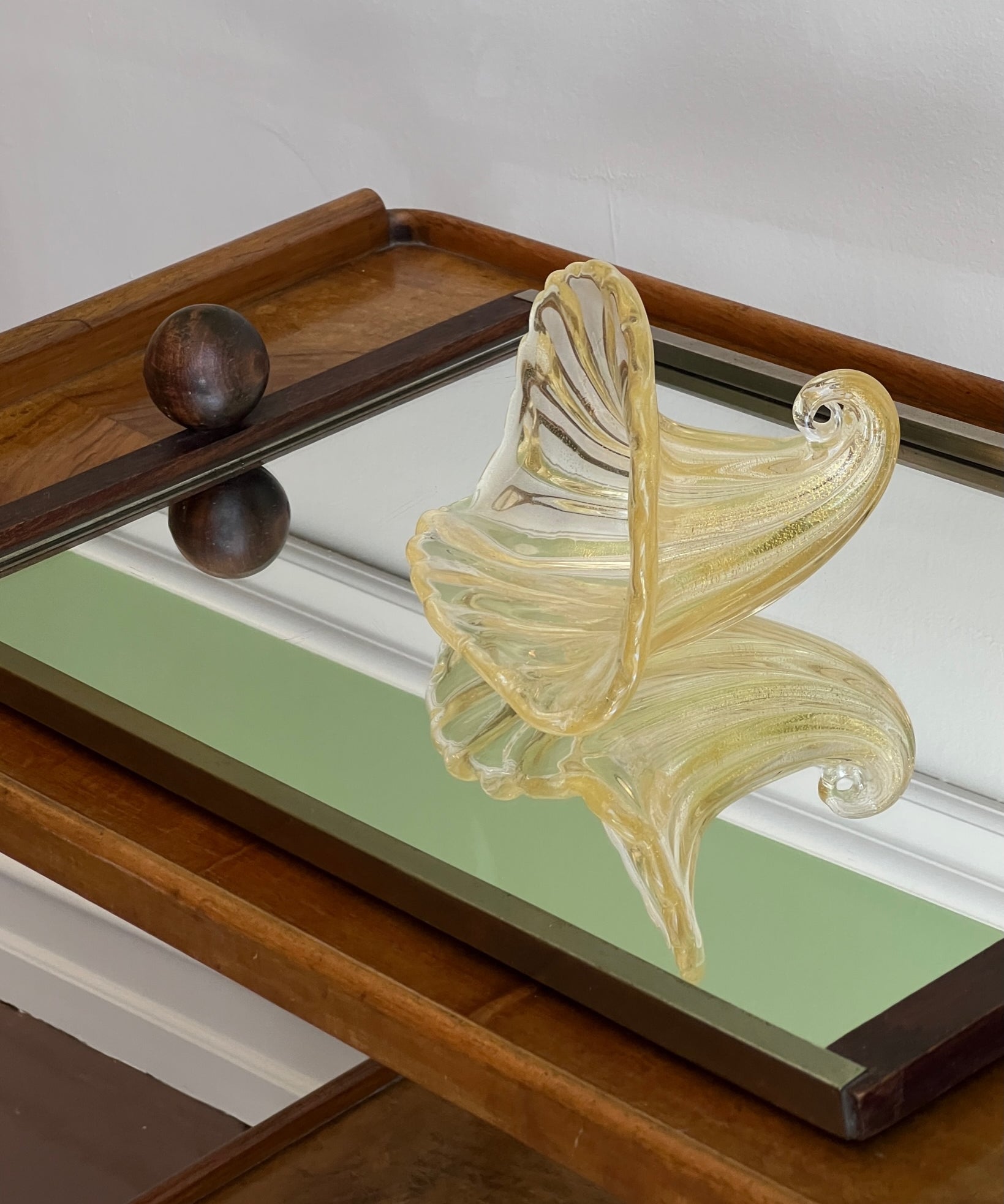 Vintage golden Murano shell bowl