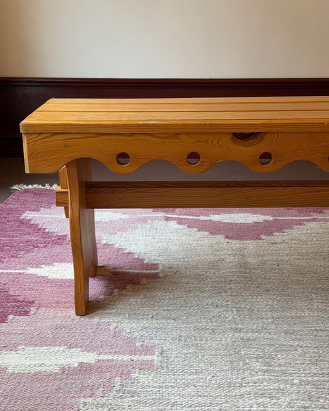 Vintage Swedish pine wood bench