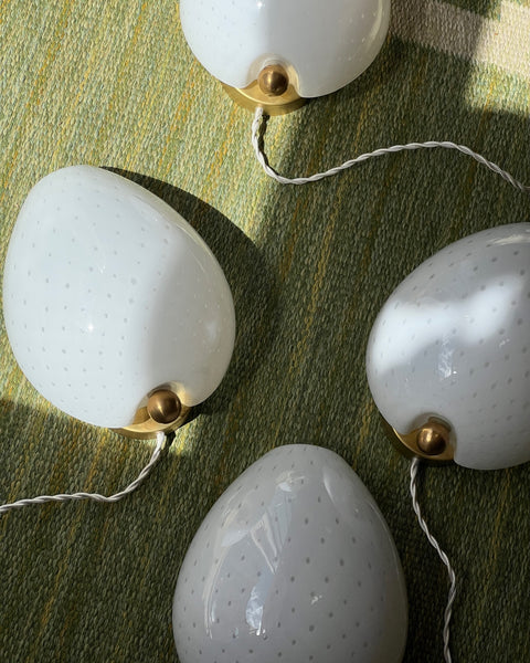 Vintage Murano white dotted drop wall lamp (4 available)