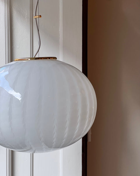 Vintage Murano oval white ceiling lamp (D45)