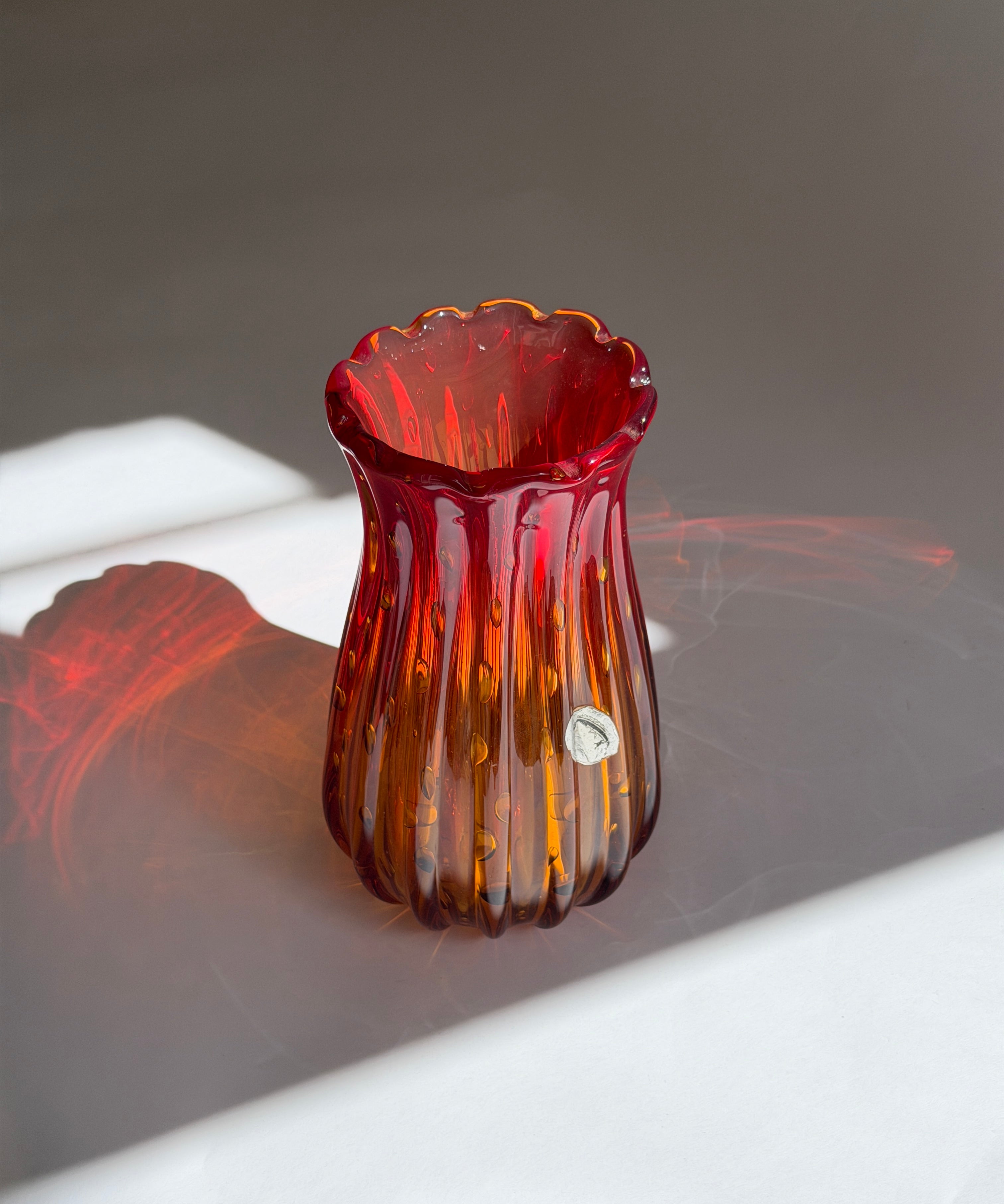 Vintage red/orange Murano vase