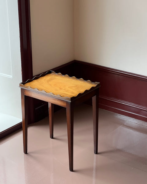 Vintage wavy/scalloped wooden side table