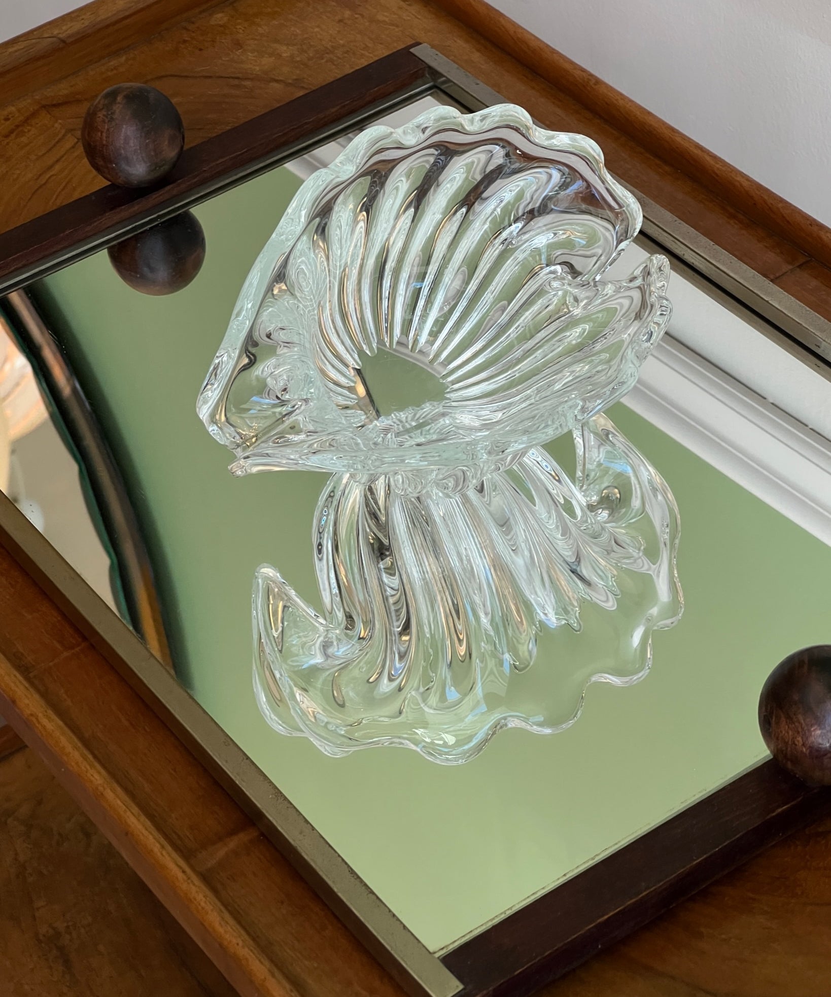 Vintage clear Murano shell bowl