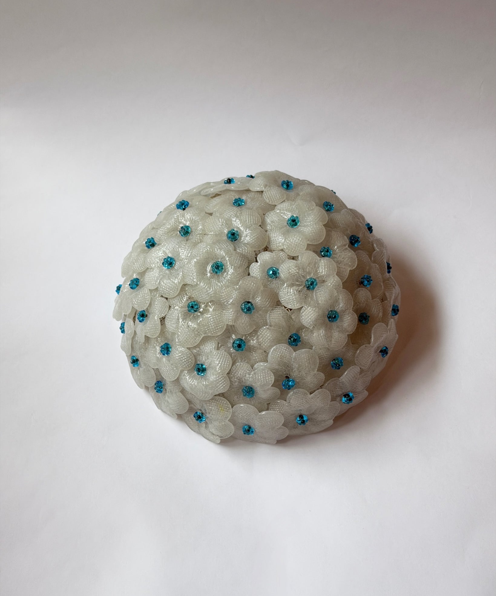 Vintage white/milky/clear/blue Murano flower ceiling/wall lamp (D28)