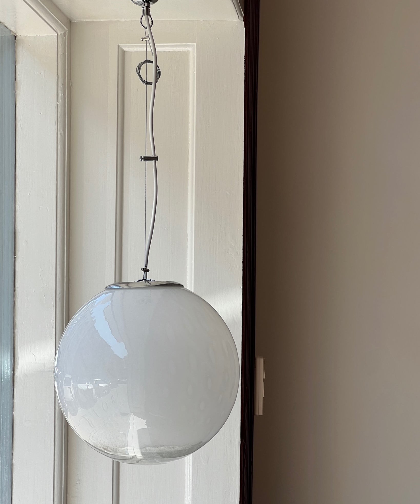 Vintage white clear Murano ceiling lamp (D30)