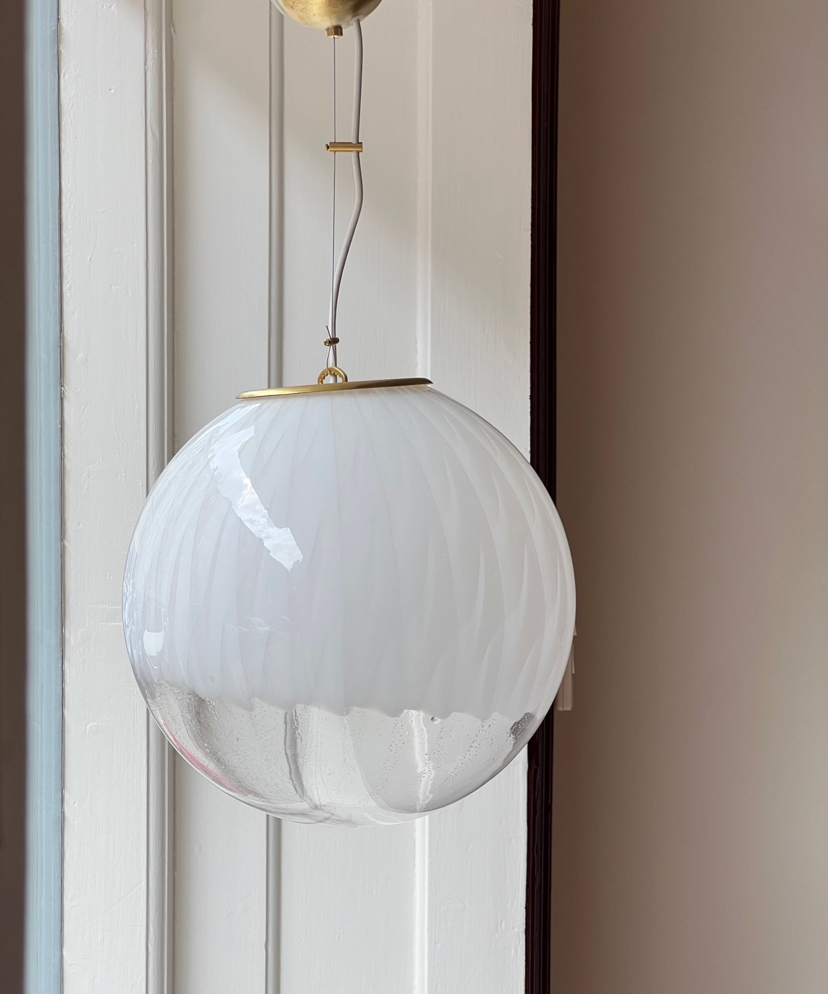 Vintage white clear Murano ceiling lamp (D35)