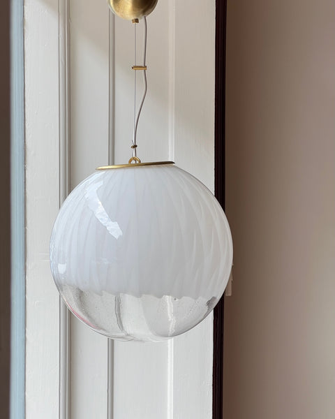 Vintage white clear Murano ceiling lamp (D35)