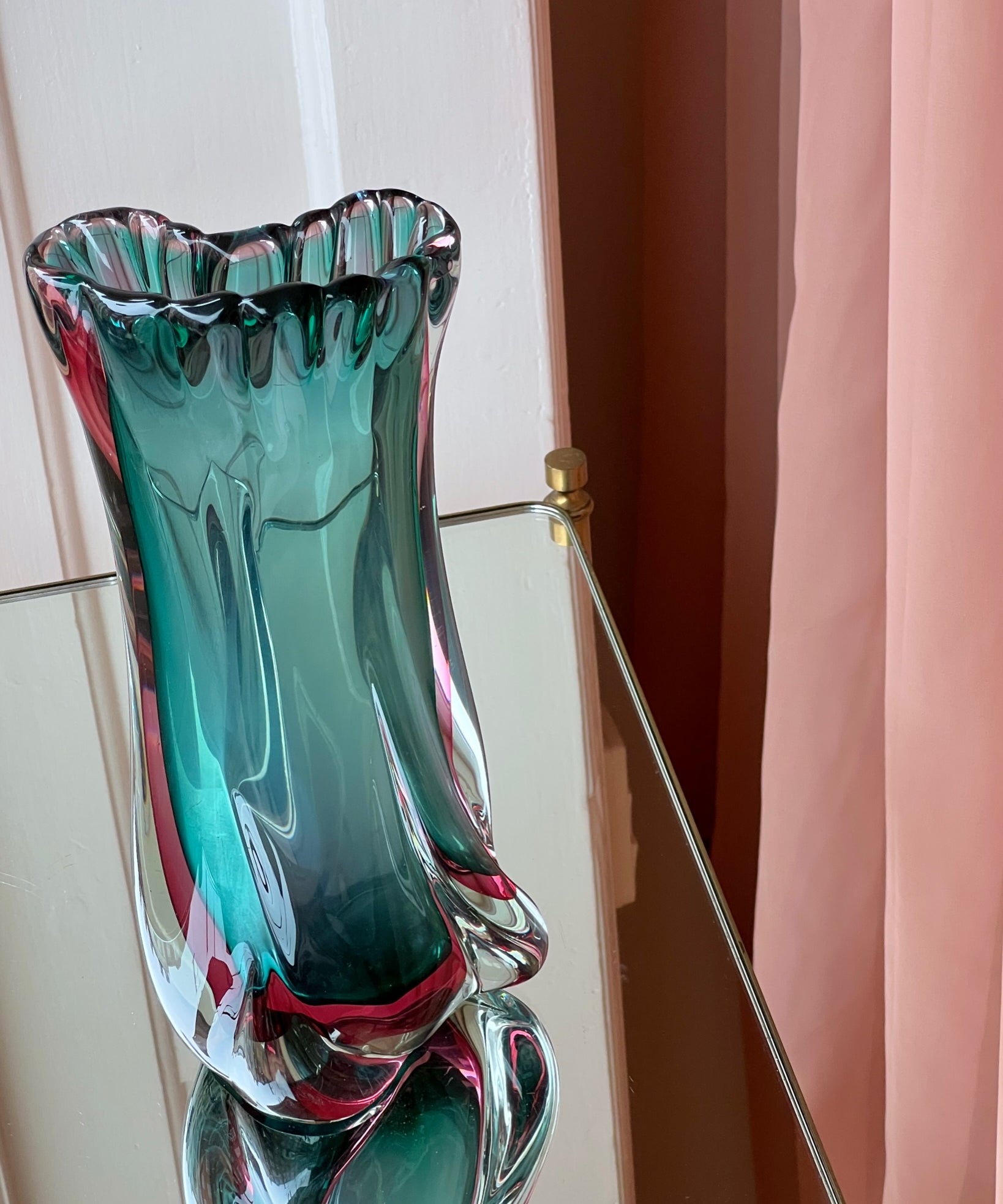 Vintage green Murano vase