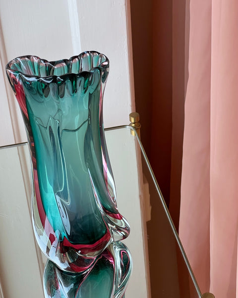 Vintage green Murano vase