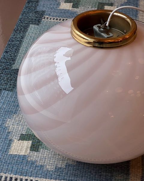 Vintage oval light pink swirl Murano ceiling lamp (D42)