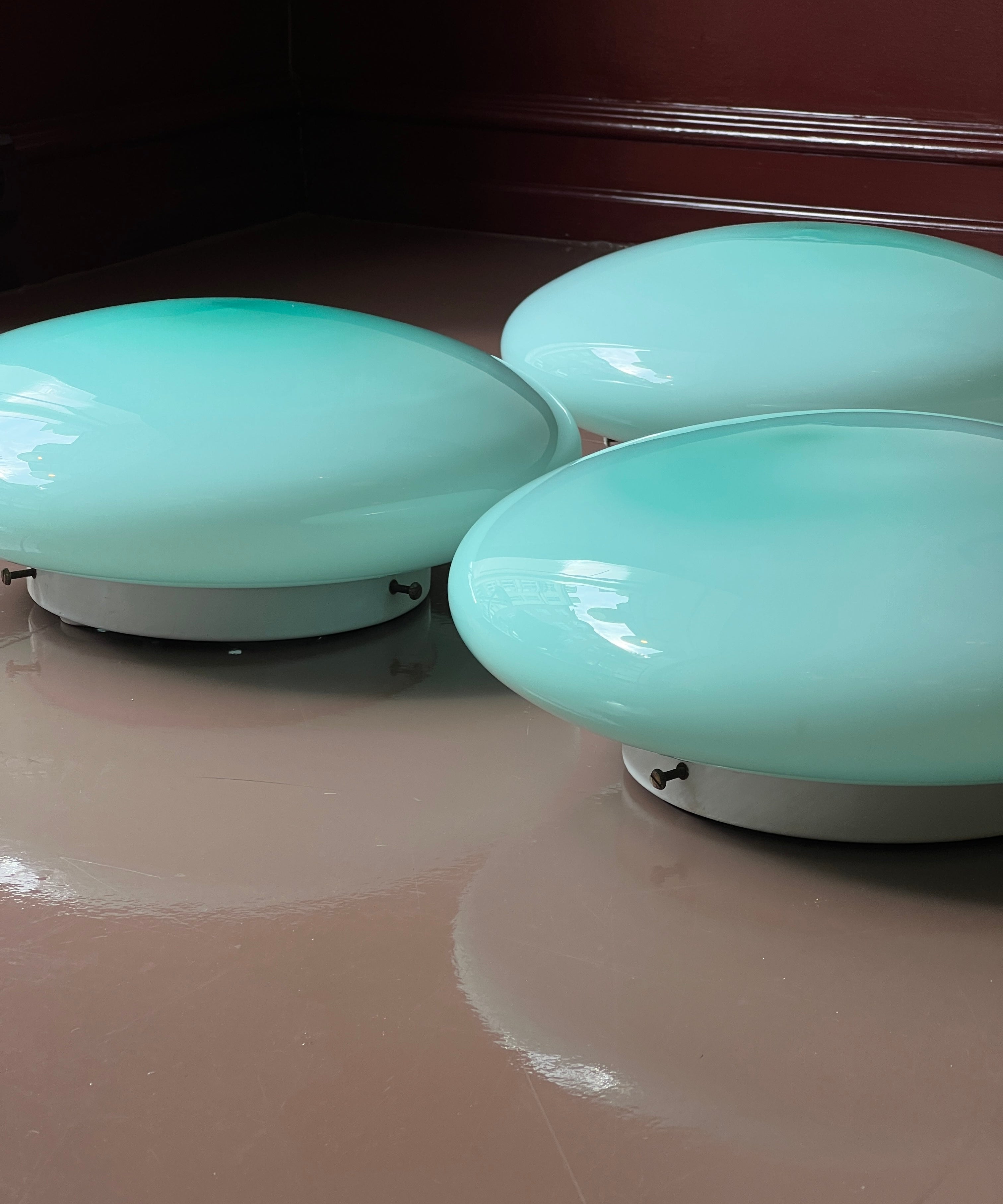 Vintage Murano opal turquoise ceiling/wall lamp (D36) (2 available)