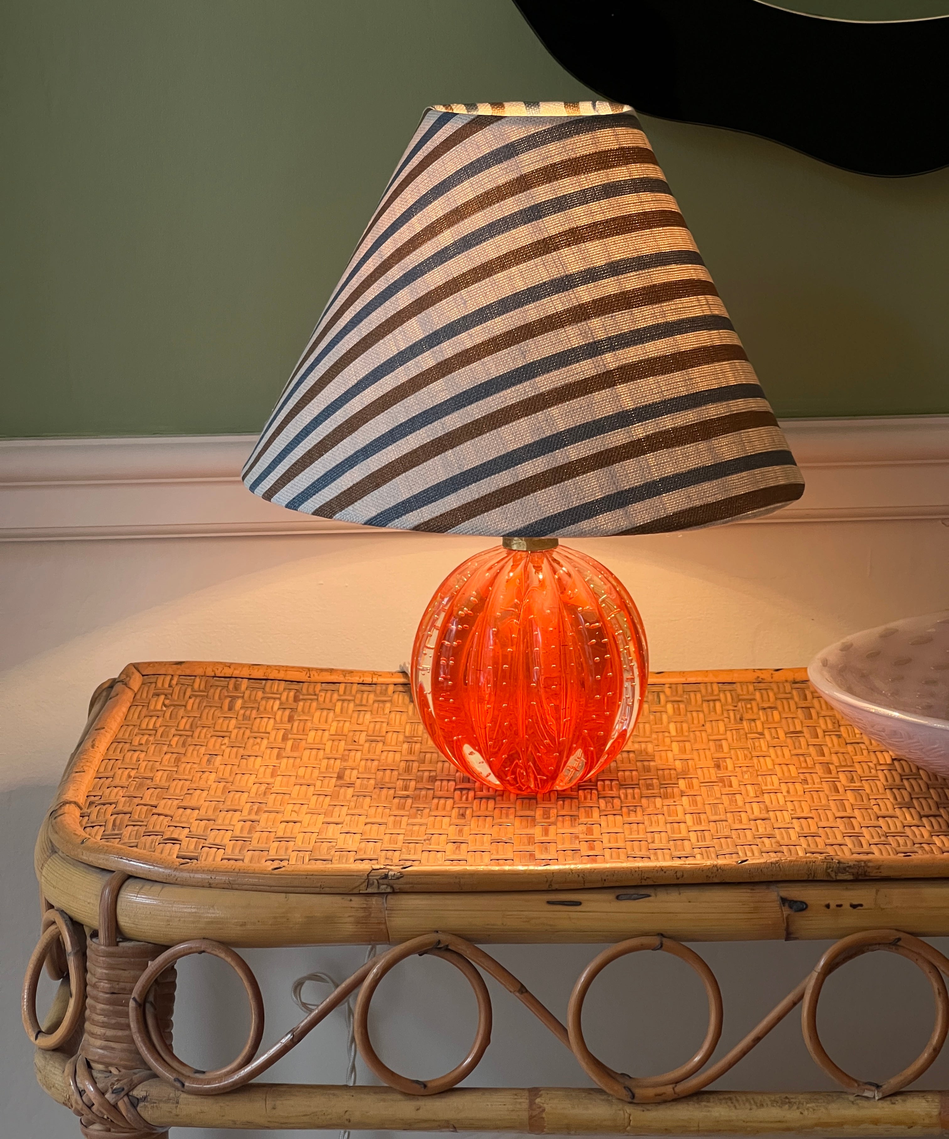 Vintage orange Murano table lamp (incl. lampshade)