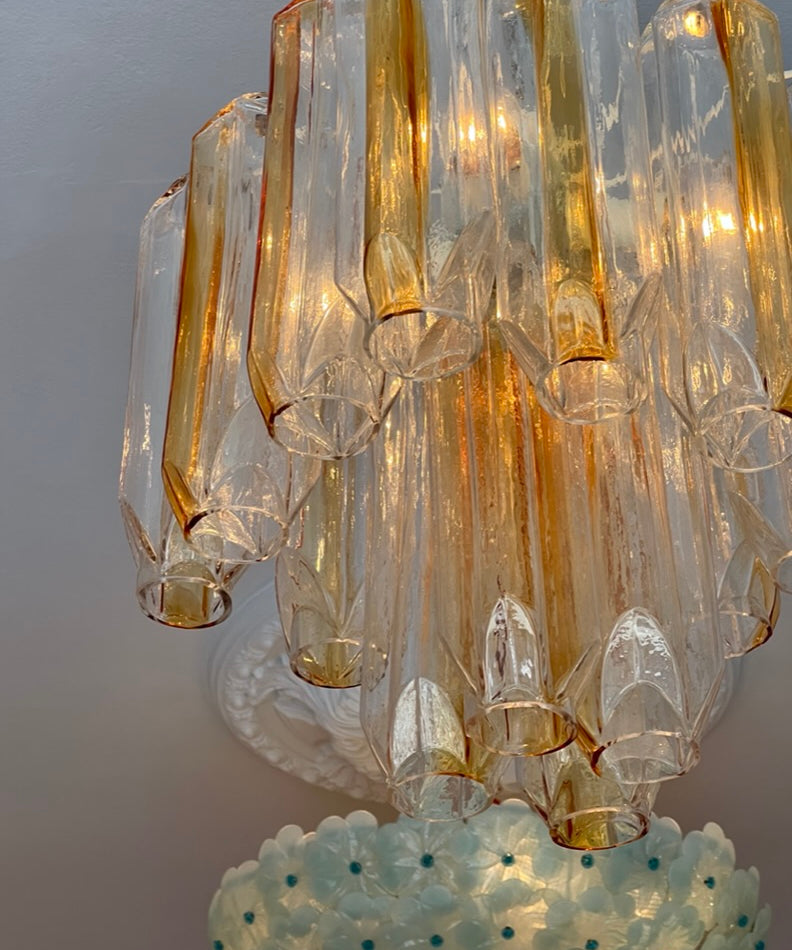 Vintage Murano golden/clear chandelier