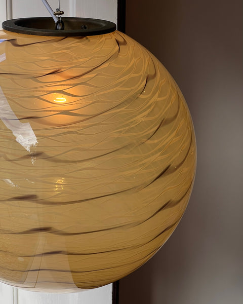 Vintage yellow/cream/brown swirl Murano ceiling lamp (D45)