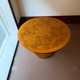 Vintage round lacquered burl wood dining table
