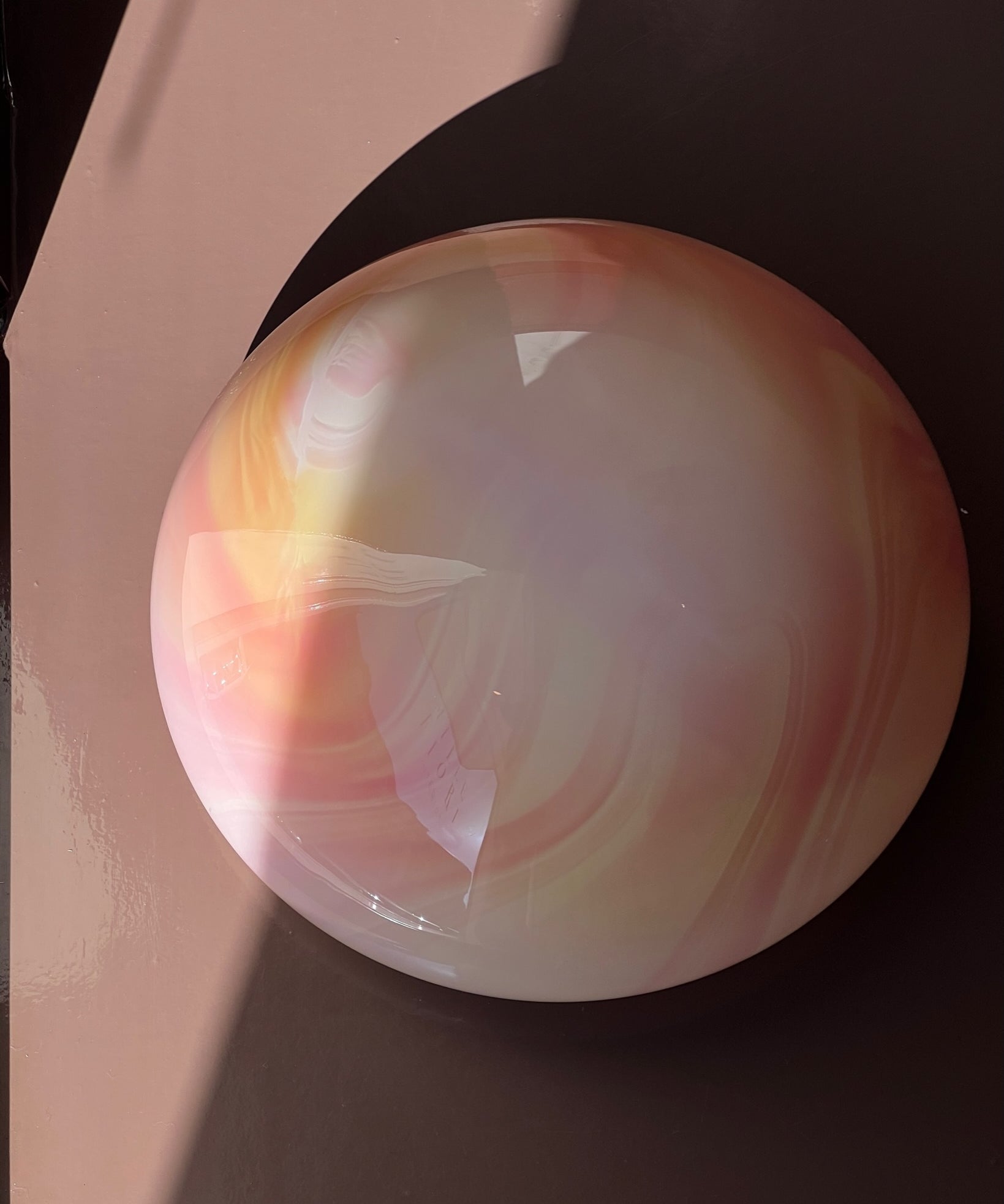 Vintage Murano pink/yellow ceiling/wall lamp (D40)