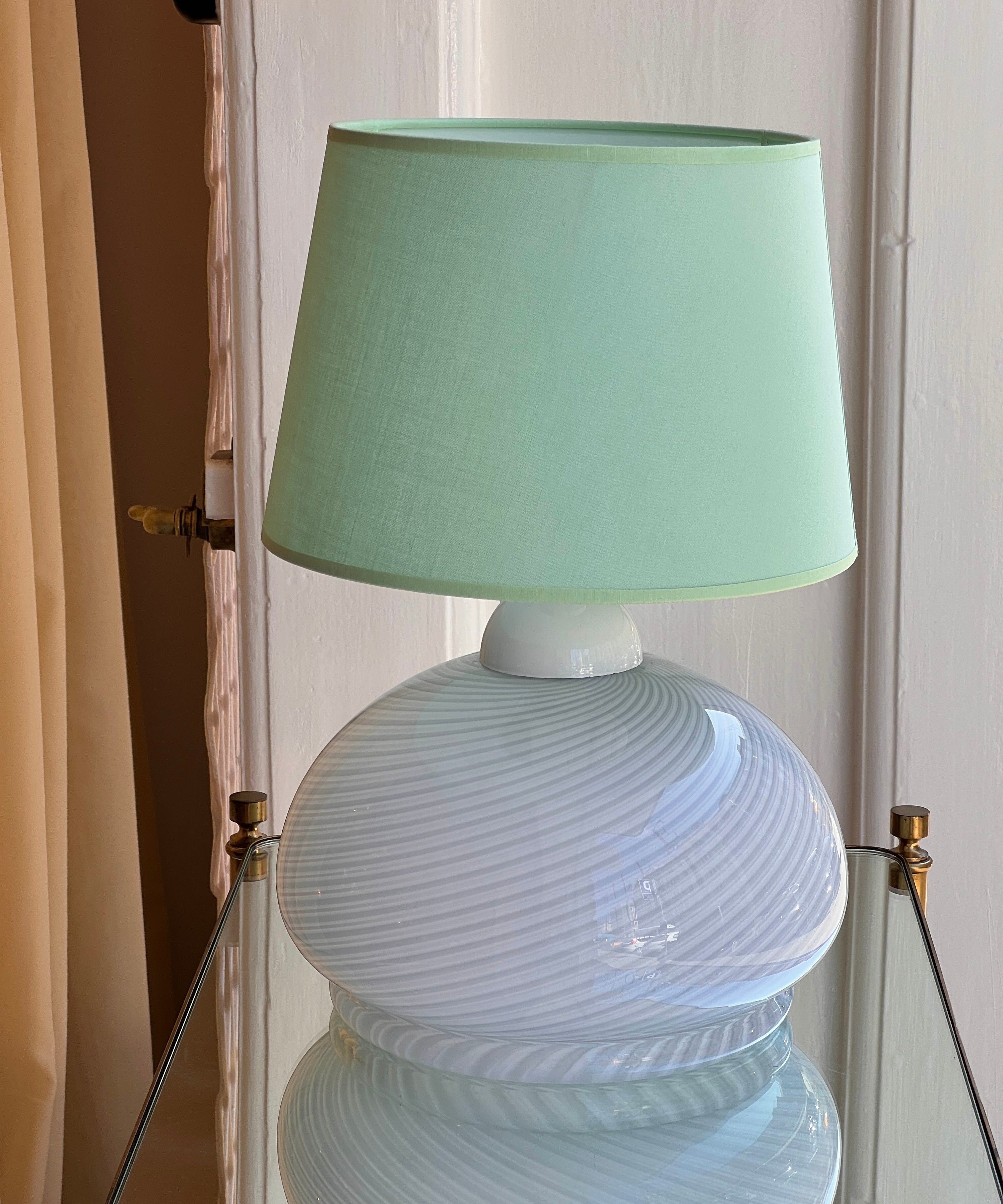 Vintage white/grey swirl Murano table lamp (with shade)