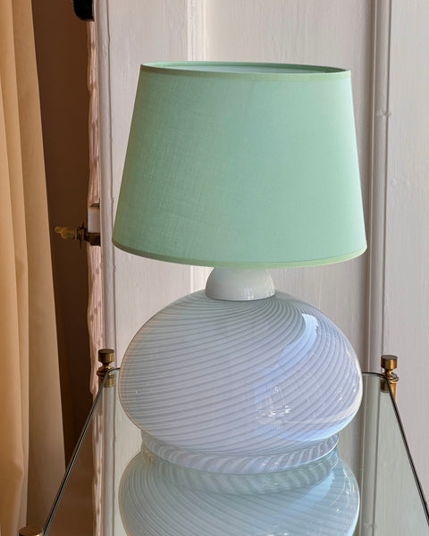 Vintage white/grey swirl Murano table lamp (with shade)