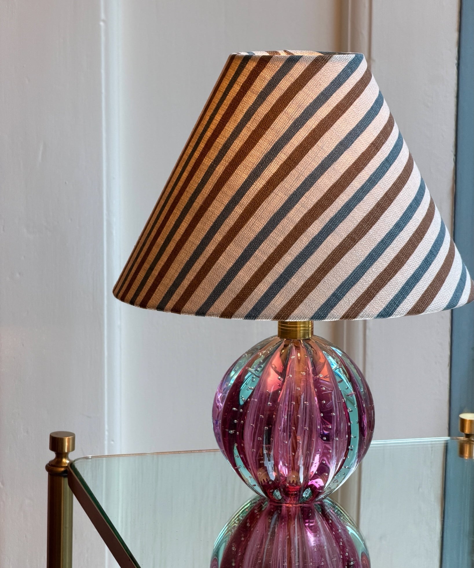 Vintage cranberry Murano table lamp (incl. lampshade)