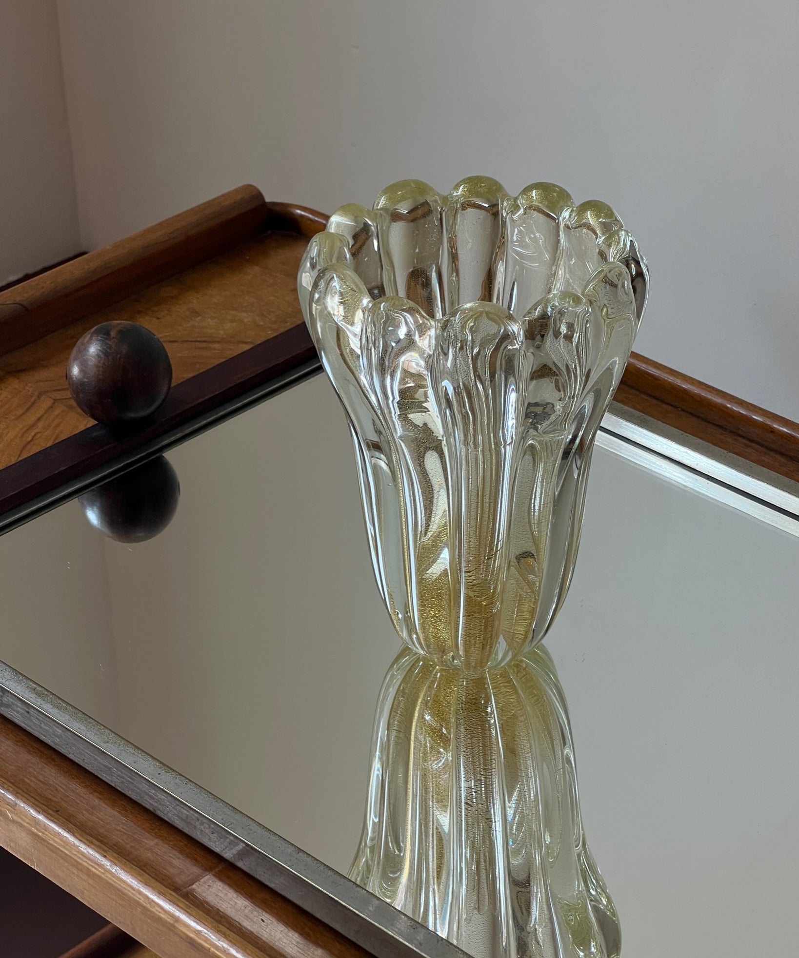 Vintage golden / clear Murano vase