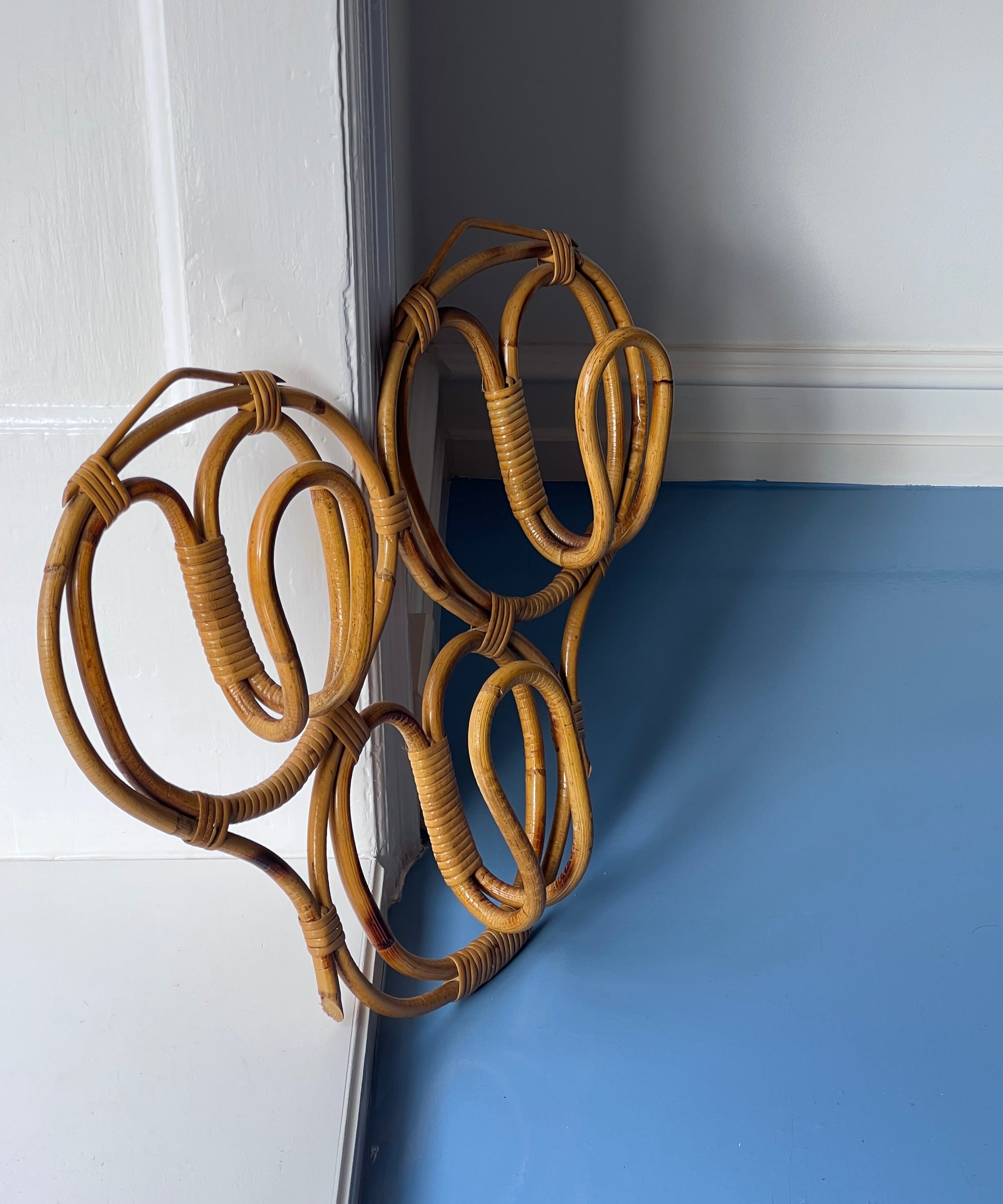 Vintage rattan coat rack