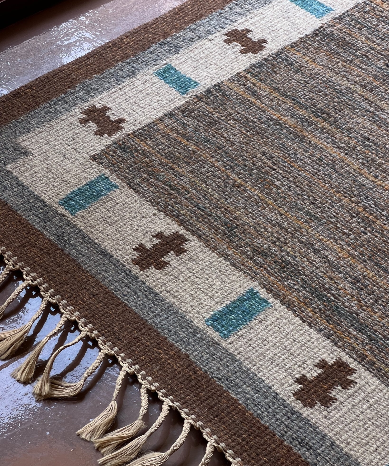 Vintage flat weave rug by Ingegerd Silow (IS)