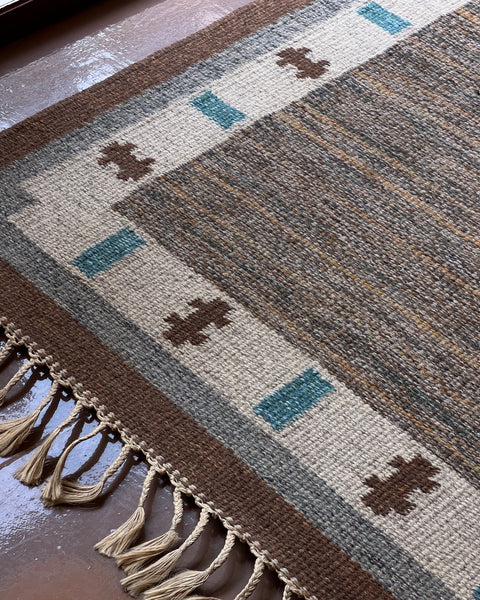 Vintage flat weave rug by Ingegerd Silow (IS)