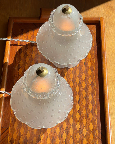 Vintage clear/frosted Murano table lamps (Sold as a pair)