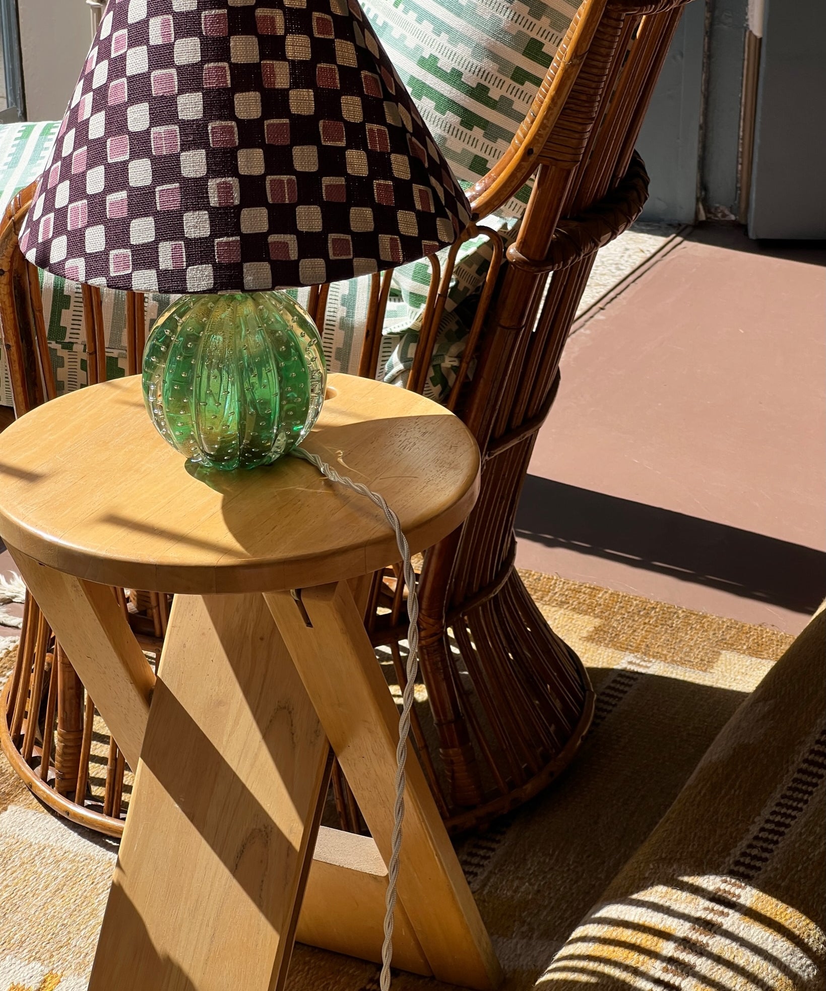 Vintage green Murano table lamp (incl. lampshade)