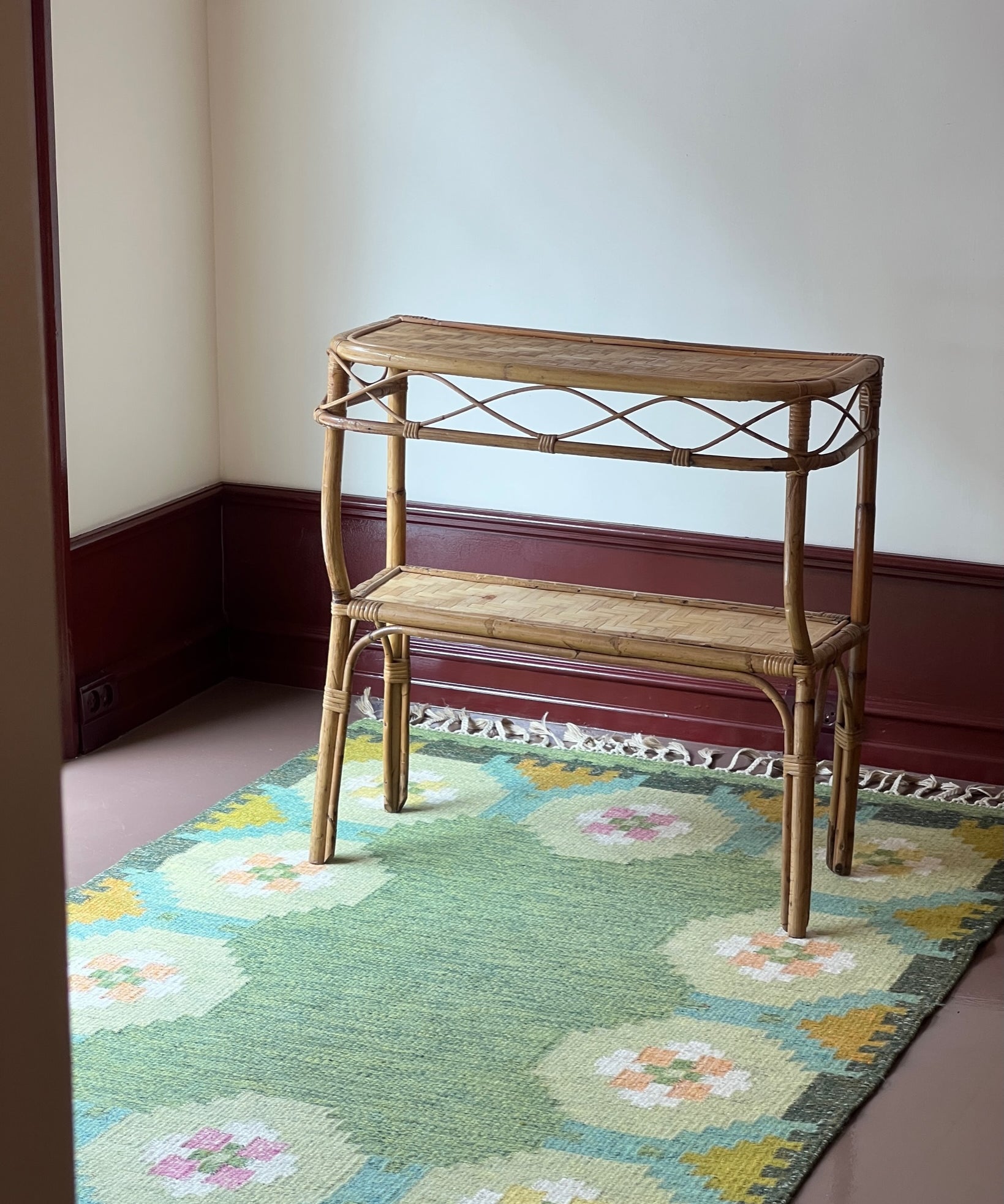 Vintage rattan console table