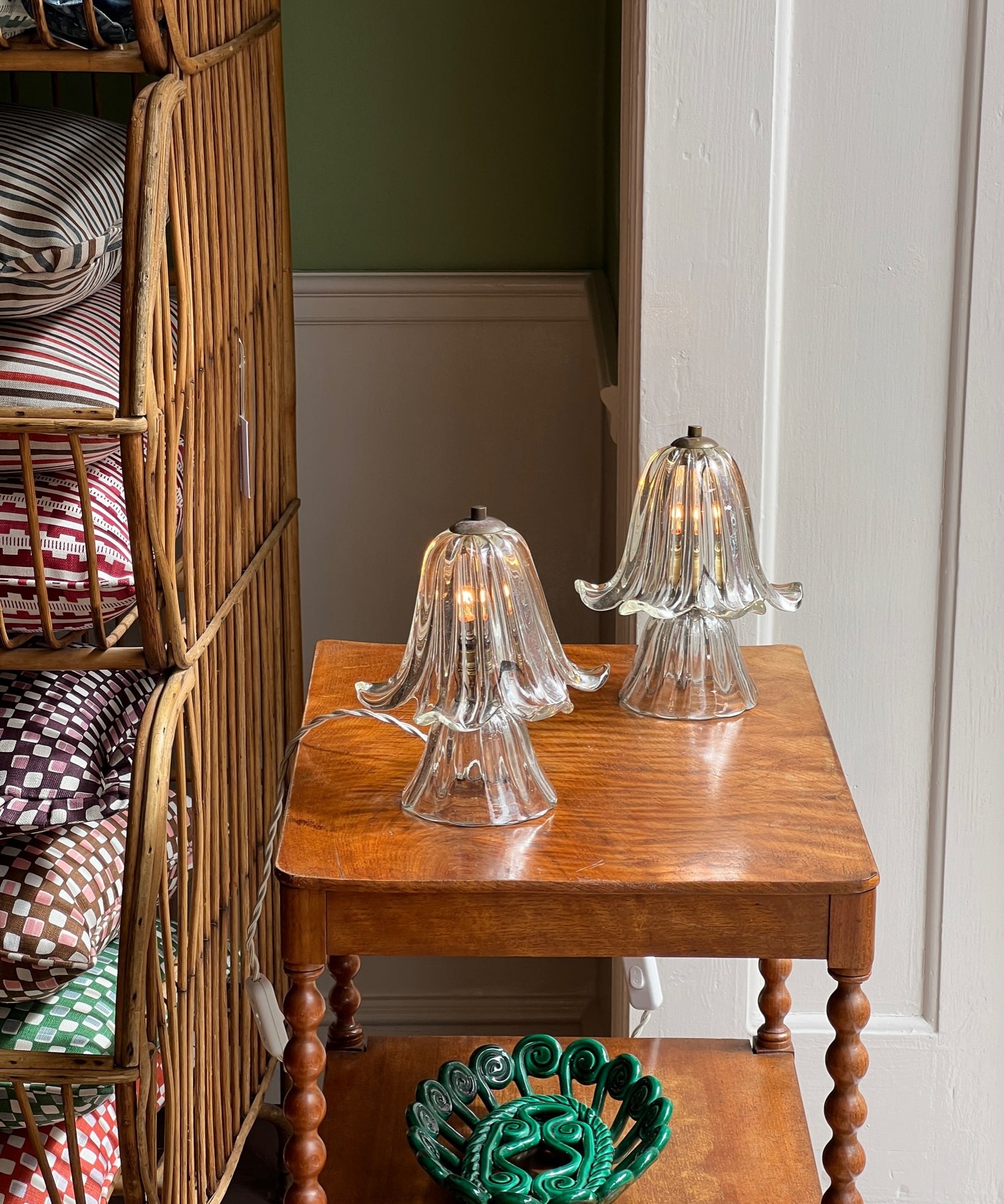 Vintage clear Murano table lamps (2 available)