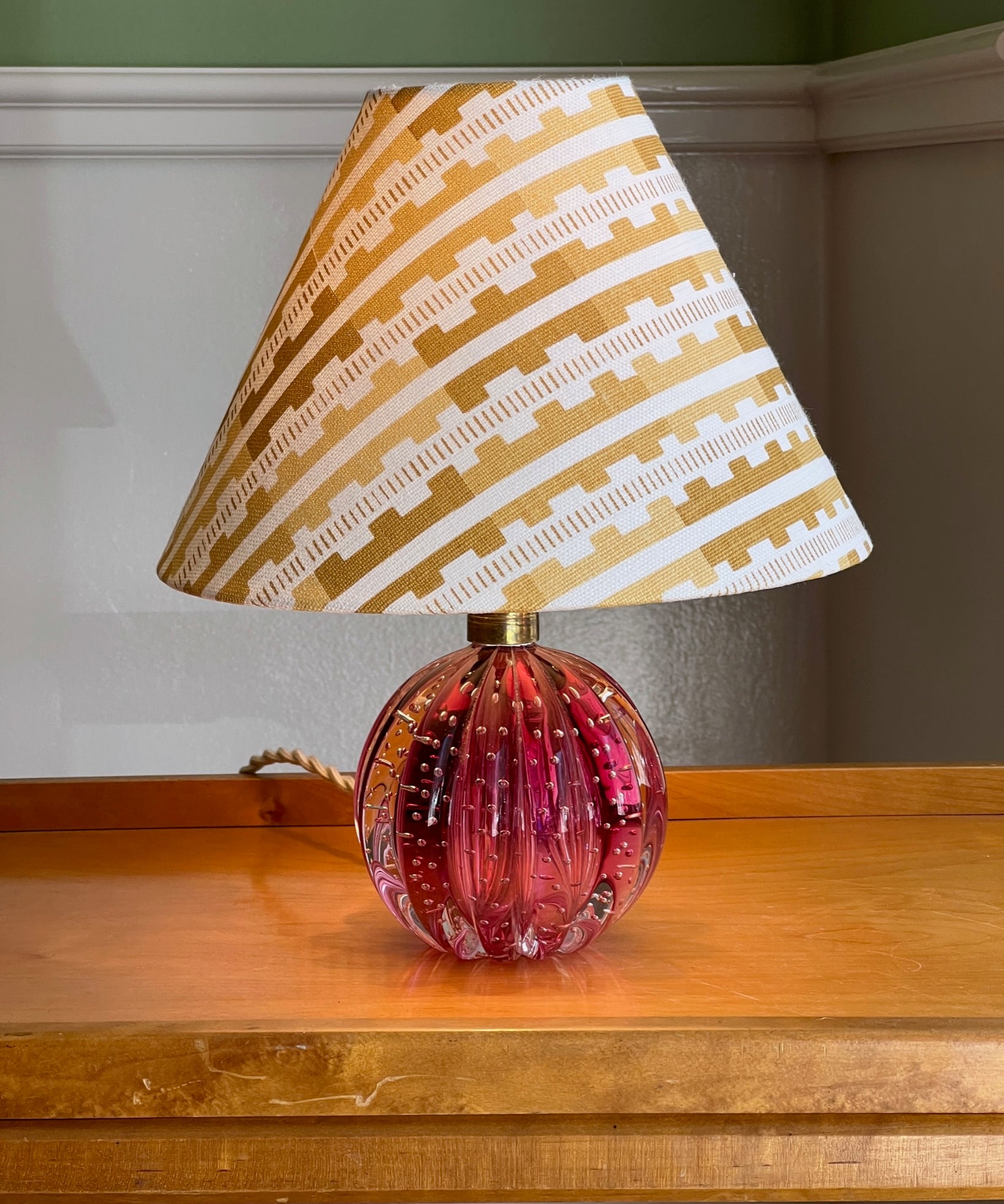 Vintage pink Murano table lamp (incl. lampshade)