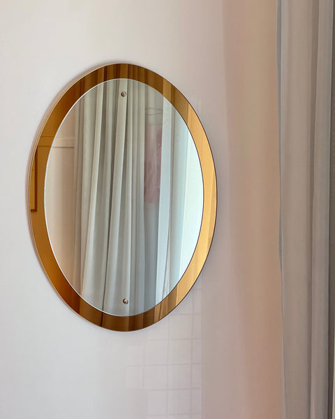 Vintage oval golden Italian mirror