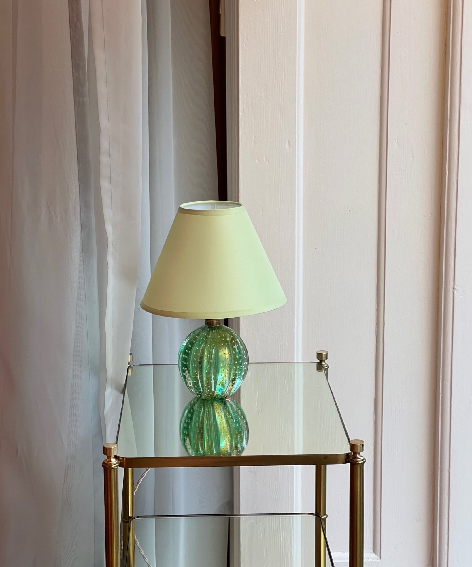 Vintage green Murano table lamp (with shade)