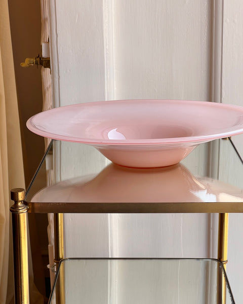 Large vintage opal pink Murano bowl