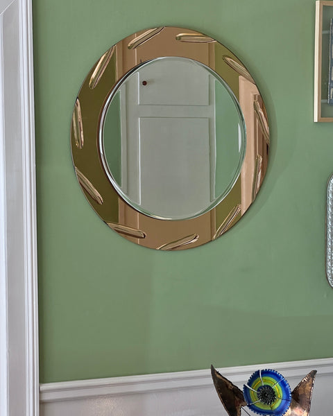 Vintage rosegold/pink round Italian mirror