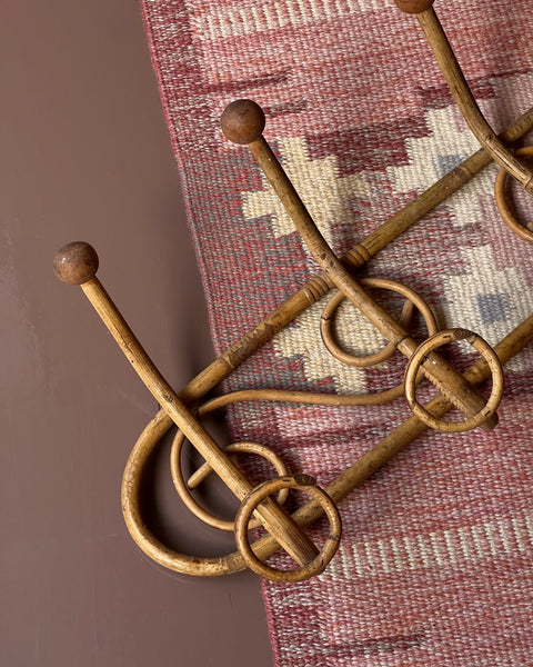 Vintage rattan coat rack