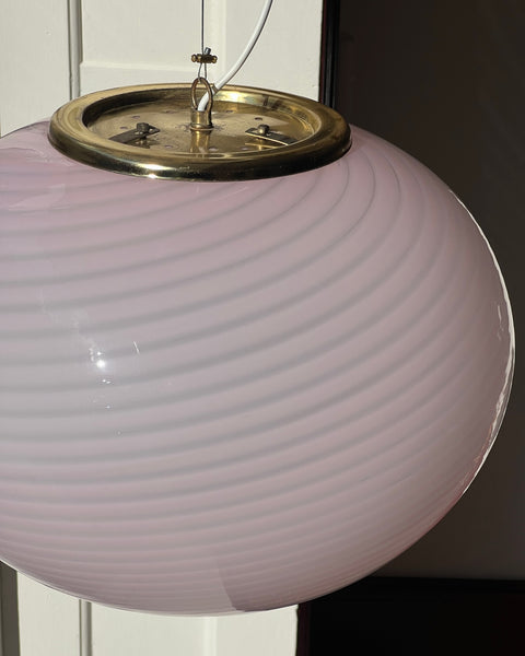 Vintage oval pink swirl Murano ceiling lamp (D45)