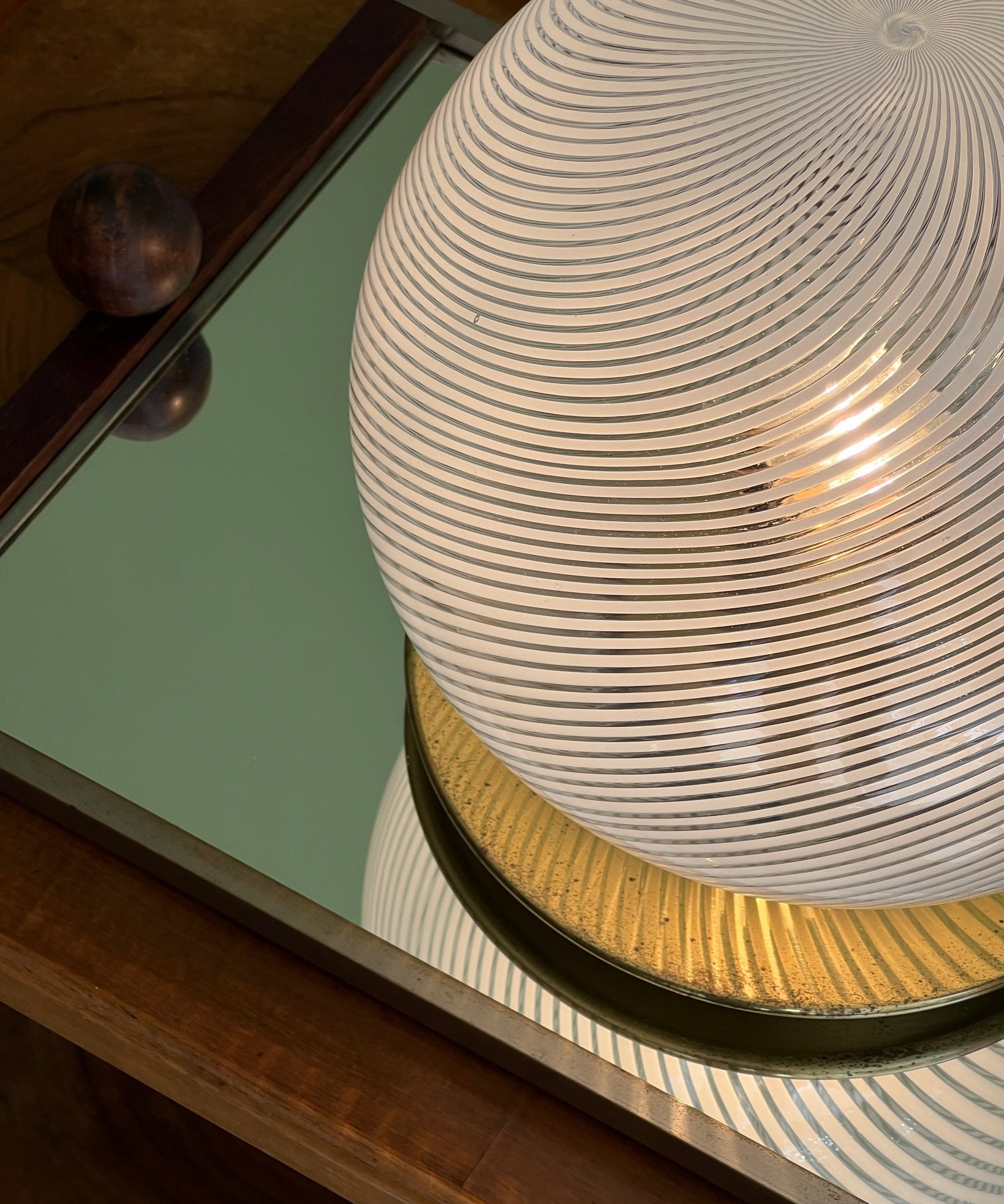 Vintage white swirl Murano table lamp