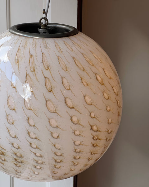 Vintage round white/black/golden dotted Murano ceiling lamp (D45)