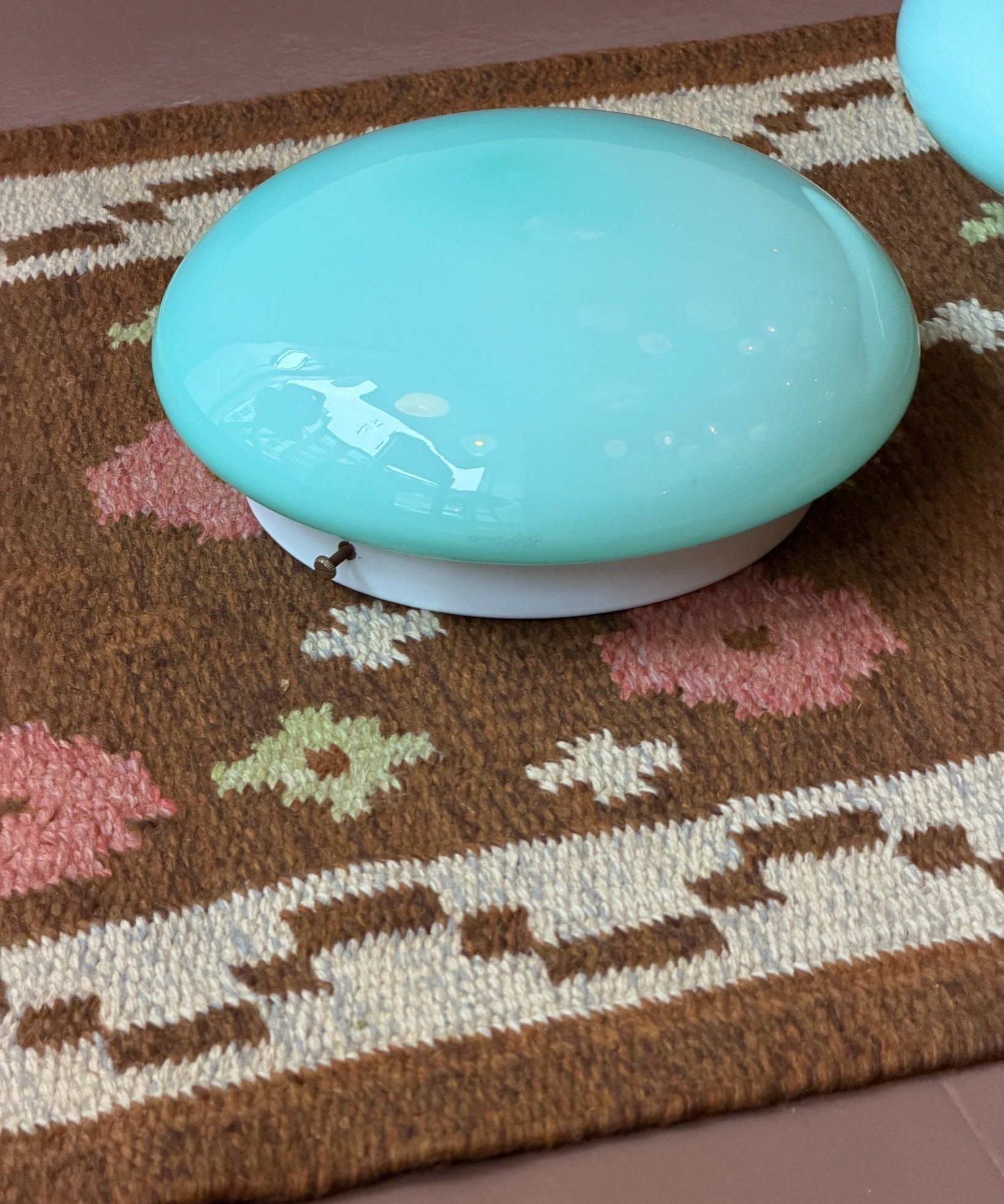 Vintage Murano opal turquoise ceiling/wall lamp (D25)