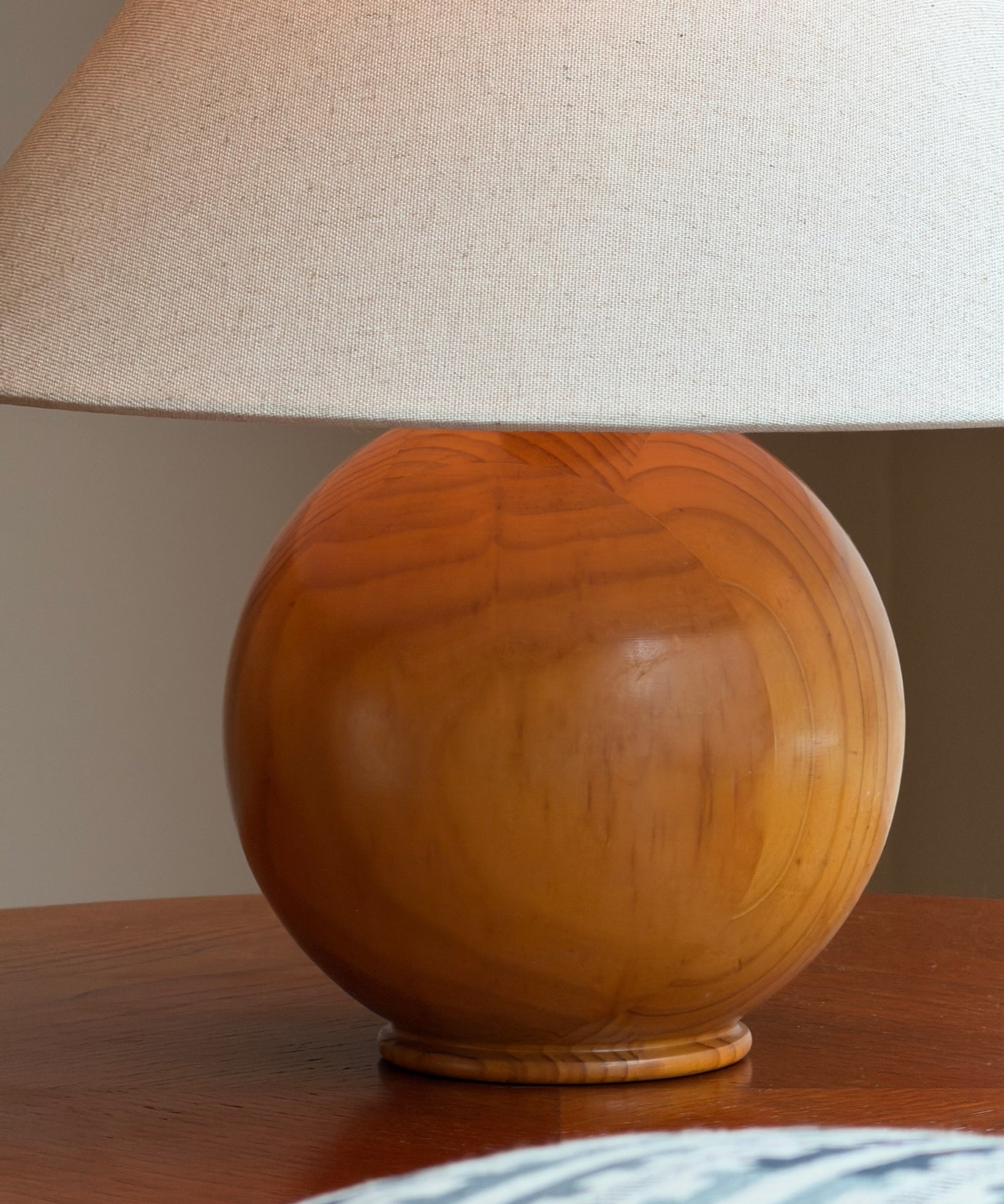 Large vintage wooden table lamp