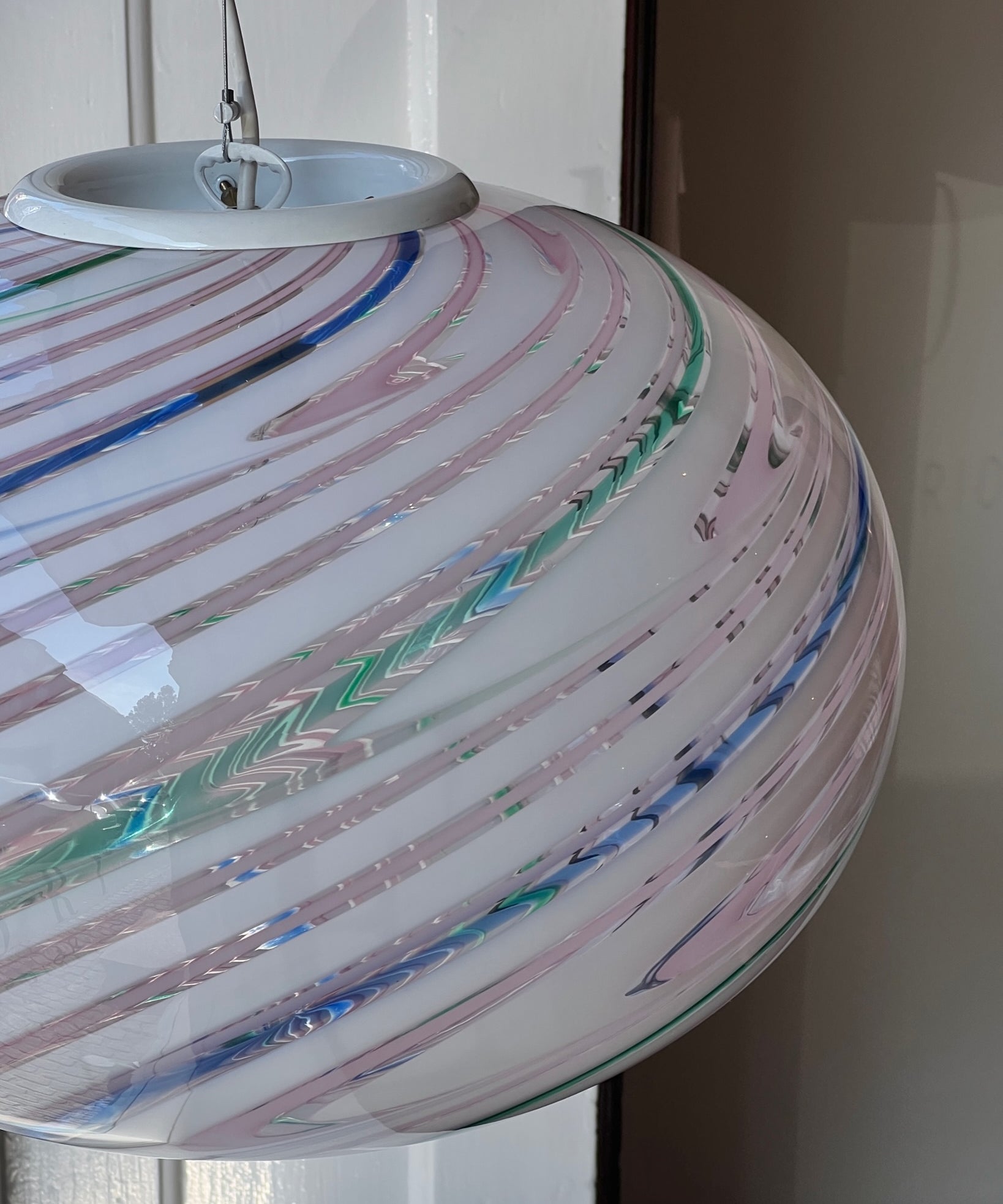 Vintage oval Murano multi-coloured/transparent ceiling lamp (D50)