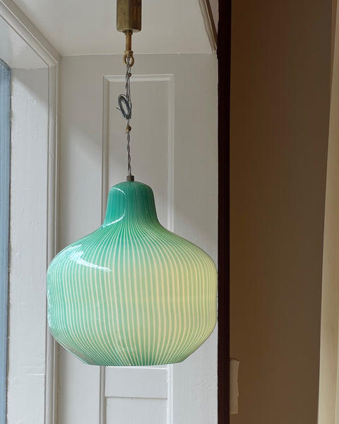 Vintage Massimo Vignelli Venini green vertical stripes ceiling lamp (D30)