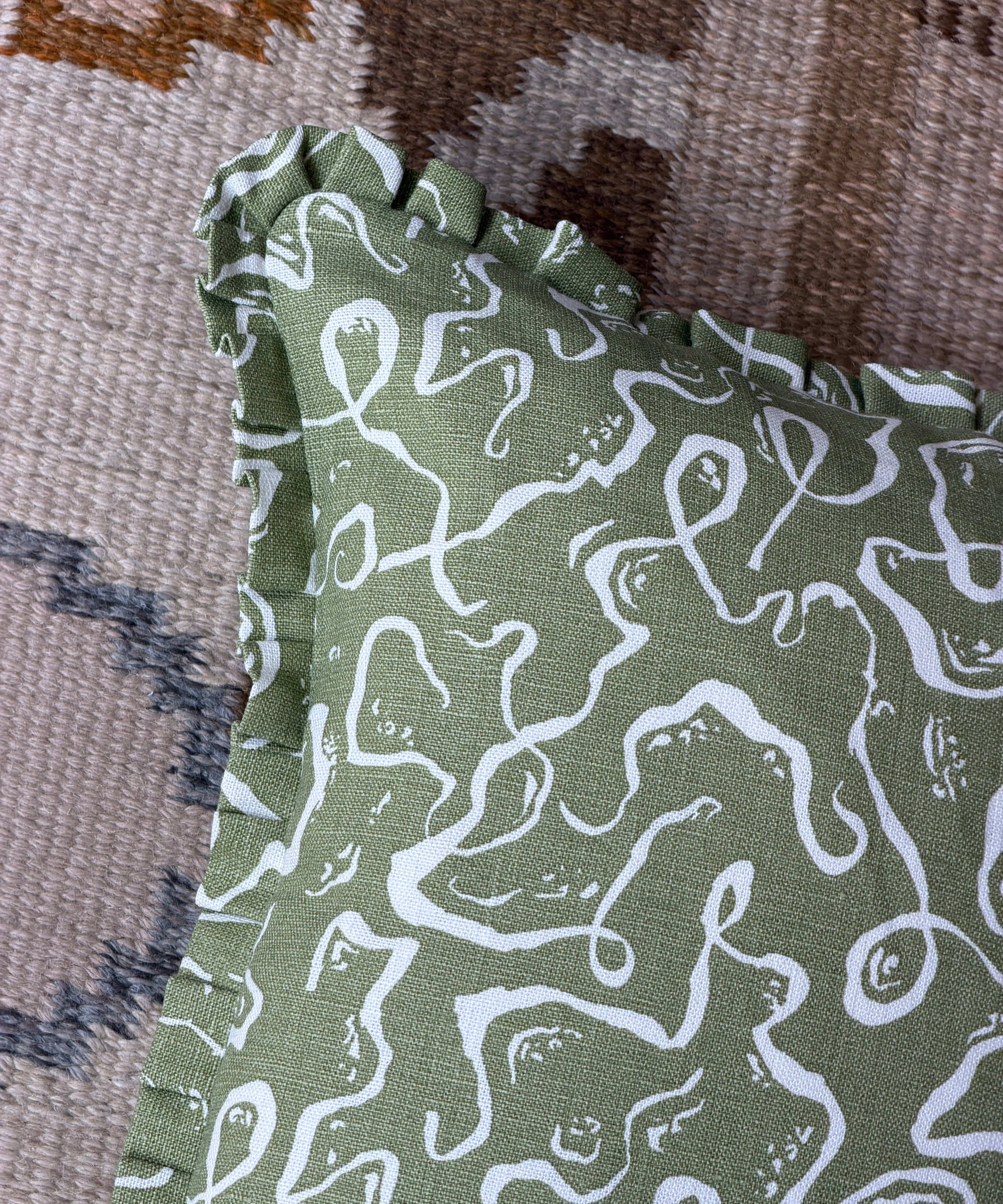 Karin’s Dress ruffled cushion - Khaki